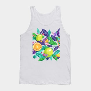 Funny Lemon leaves floral pattern fresh green lime citrus fruit exotic Lemonade, Neon Lemon, Tropical Summer Party gifts vintage decoration Tank Top